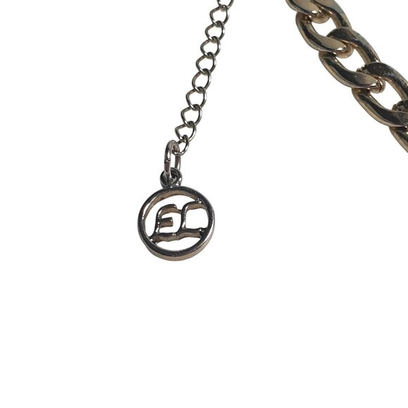 Erica Lyons Necklace Blue Beads Textured Discs Key Charm Chain Adjustable Gift - Picture 3 of 6